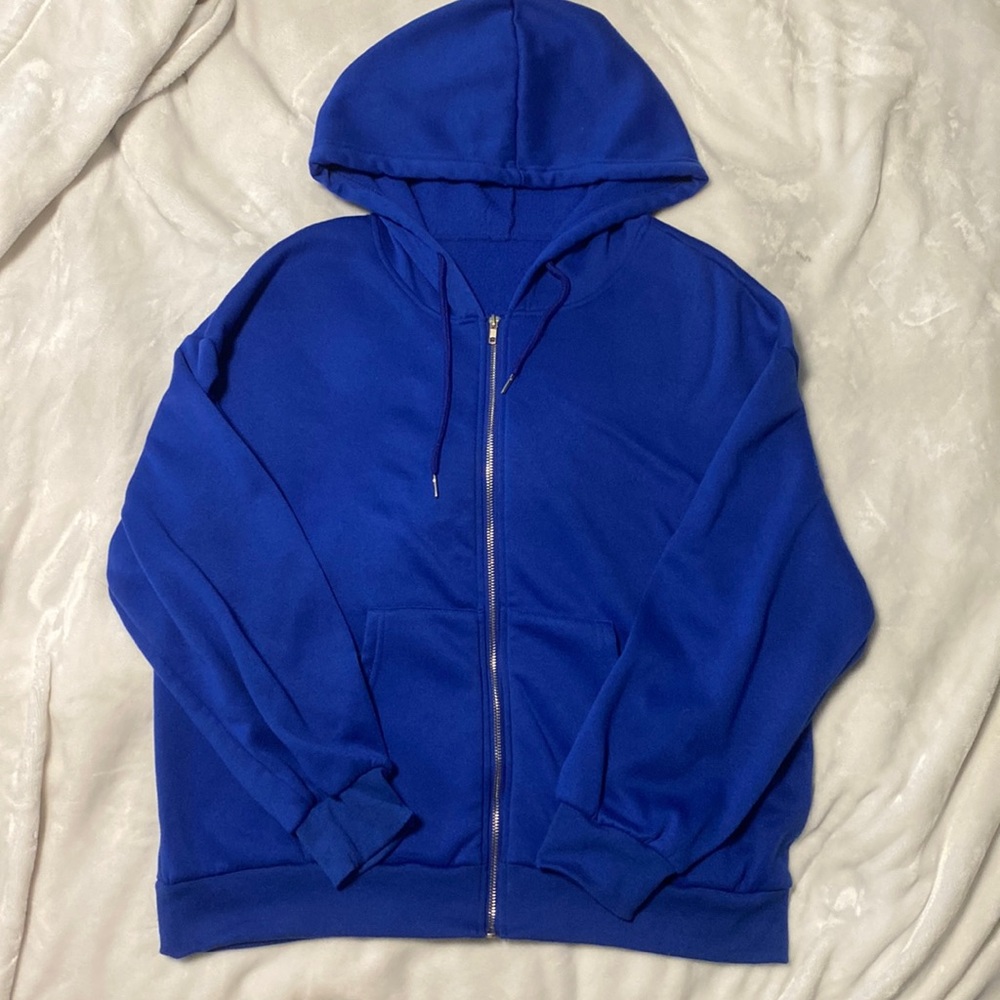 Navy blue or royal blue zip up hoodie